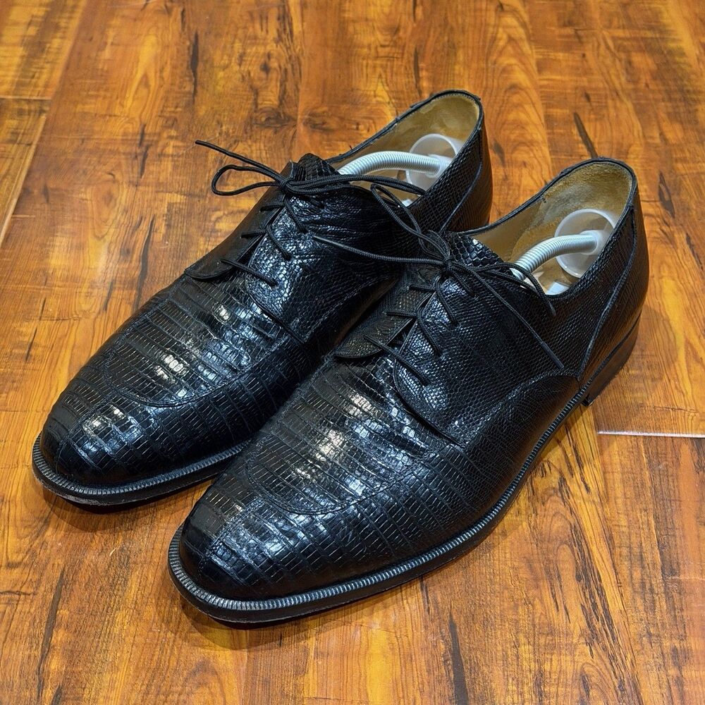 Mezlan Pescara Spain Black Lizard Leather Split Toe Shoes - Men’s Size 12 M